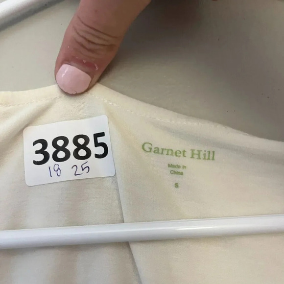 Garnet Hill Womens Ivory Wrap Ruched Blouse V Neck Stretch Small Long Sleeve - Picture 6 of 6